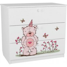 Комод с 3-мя ящиками Мишки розовые
