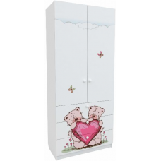 Шкаф комбинированный с 3-мя ящиками Мишки розовые