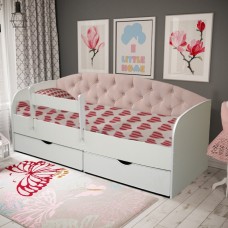 Кровать с мягкой спинкой Софа-9 (розовая)
