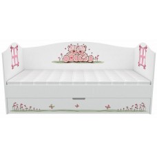Кровать домик с окошками Мишки розовые