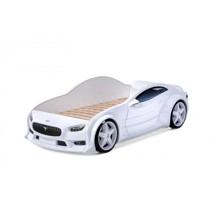 Кровать-машинка объемная (3d) EVO "Тесла" белый