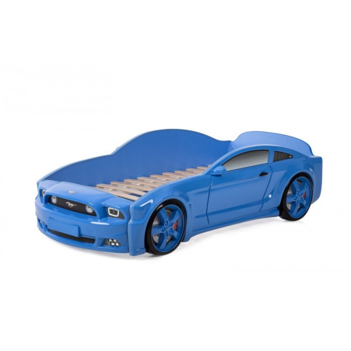 Кровать-машина "Мустанг" 3D (объемная пластиковая) синяя
