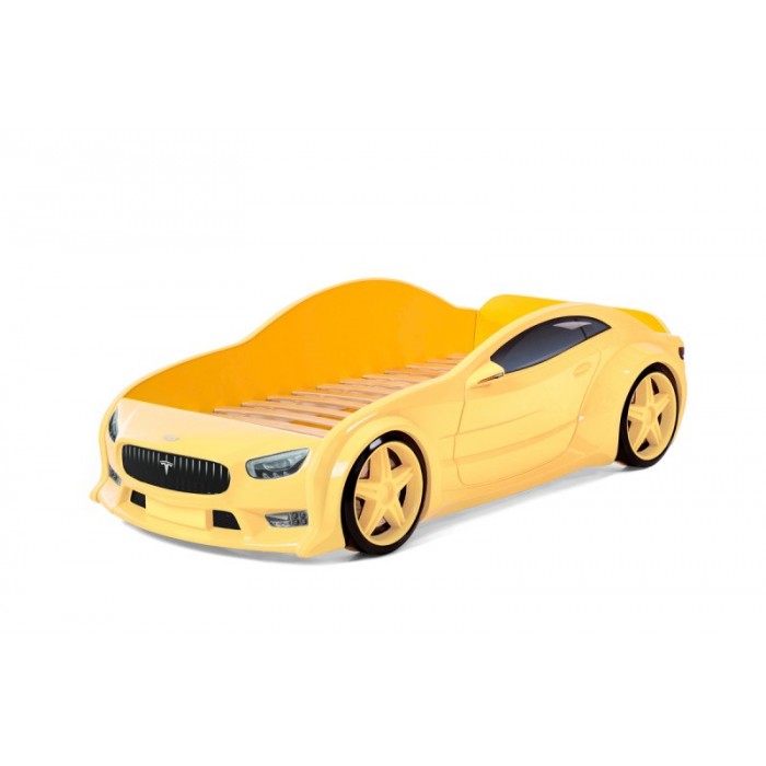 Кровать-машинка объемная (3d) EVO "Тесла" желтый