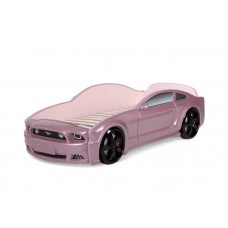 Кровать-машина "Мустанг" 3D розовый металлик
